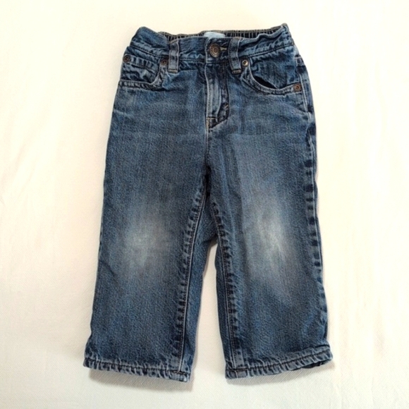 old navy fleece lined straight leg denim jeans 18-24 months baby - Picture 2 of 9
